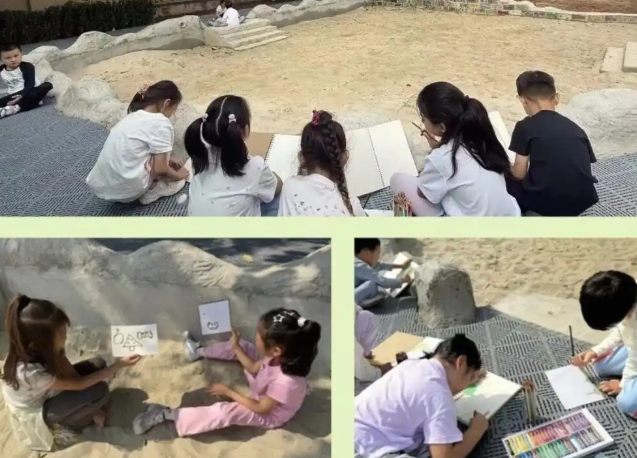 学校打破常规布局的圆形篮球场藏在树林间的流线型云梯攀爬区 学校打破常规布局的圆形篮球场藏在树林间的流线型云梯攀爬区